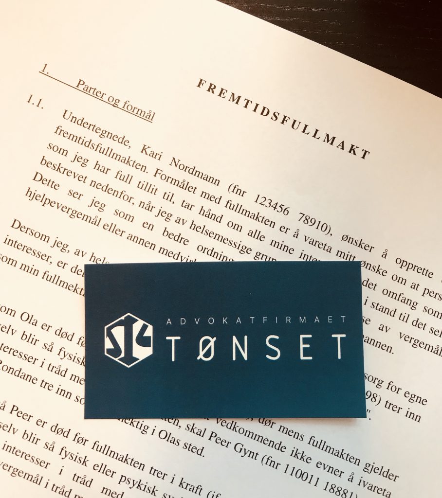 FREMTIDSFULLMAKT - Advokatfirmaet Tønset AS